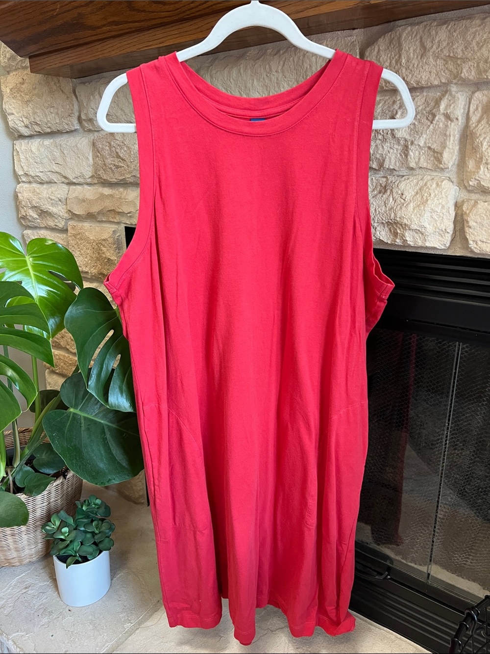 Old Navy Red Sleeveless Midi Dress w/ Pockets